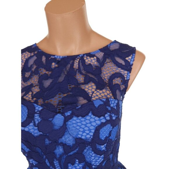 Lilly Pulitzer Kiri Dress Size 0 XS Blue Lace Peplum Lined Open Back - Picture 5 of 12